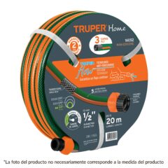 Manguera 1/2″, reforzada, 3 capas, conexiones plásticas, 15 m
