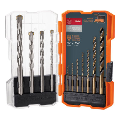 Juego de 11 brocas para metal y concreto en estuche