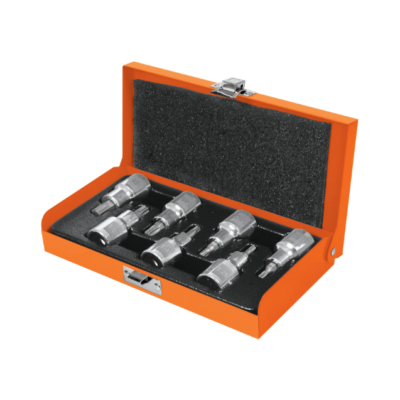 Juego de 7 dados cuadro 1/2″ punta torx, estuche metálico