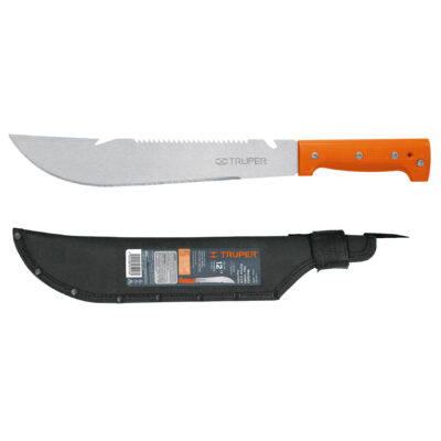 Machete rambo 12″ cacha remachada naranja, con funda
