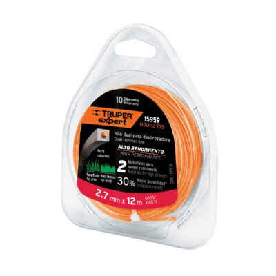 Rollo de hilo dual para desbrozadora, 2.7 mm x 12m