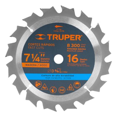 Disco sierra 7- 1/4″ para madera, 16 dientes centro 5/8″