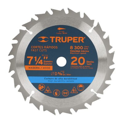 Disco sierra 7- 1/4″ para madera, 20 dientes centro 5/8″