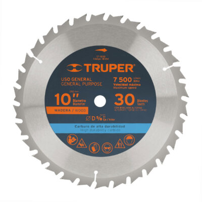 Disco sierra 10″ para madera, 30 dientes centro 5/8″