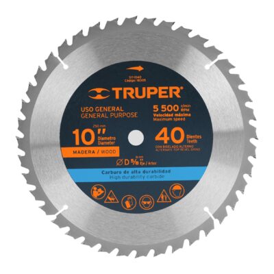 Disco sierra 10″ para madera, 40 dientes centro 5/8″