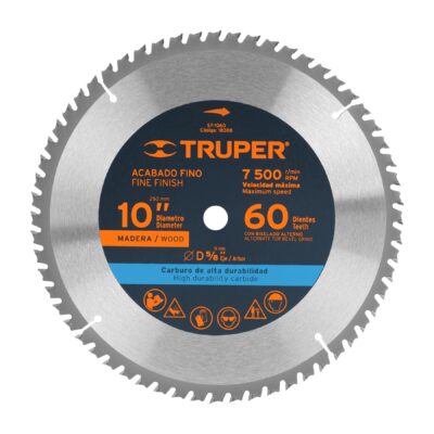 Disco sierra 10″ para madera, 60 dientes centro 5/8″