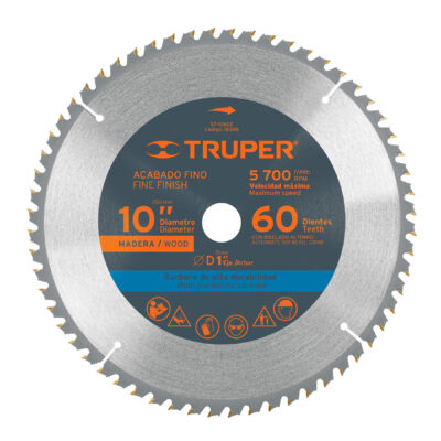 Disco sierra 10″ para madera, 60 dientes centro 1″