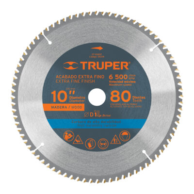 Disco sierra 10″ para madera, 80 dientes centro 1″
