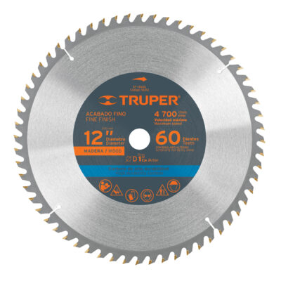 Disco sierra 12″ para madera, 60 dientes centro 1″