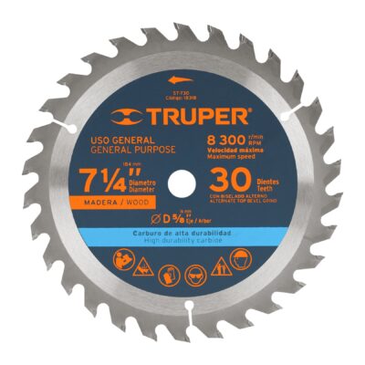 Disco sierra 7- 1/4″ para madera, 30 dientes centro 5/8″