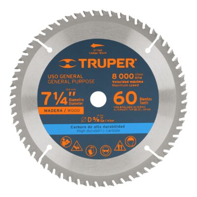 Disco sierra 7- 1/4″ para madera, 60 dientes centro 5/8″