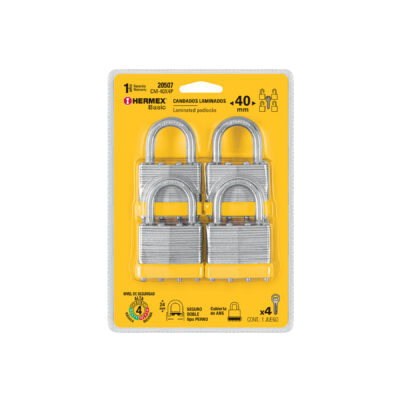 Juego de 4 candados cuerpo laminado, 40 mm