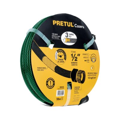 Manguera 1/2″ reforzada 3 capas 10m conexiones plástico