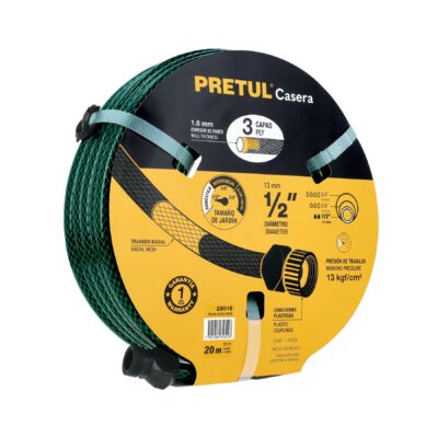 Manguera 1/2″ reforzada 3 capas 20m conexiones plástico