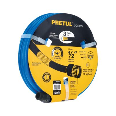 Manguera azul 1/2″ 3 capas 10 m conexiones plásticas