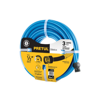 Manguera azul 1/2″ 3 capas 15 m conexiones plásticas