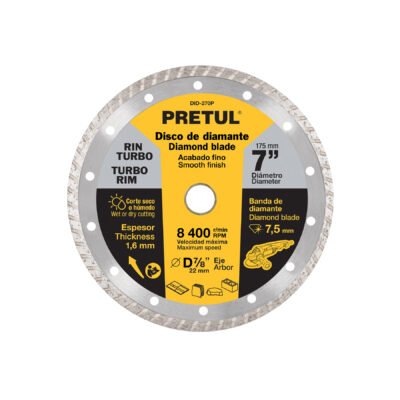 Disco de diamante de 7″ x 1.6 mm, rin turbo