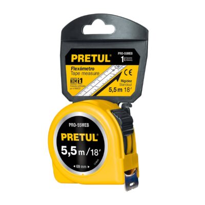 Flexómetro amarillo 5.5 m cinta 25 mm, en tarjeta