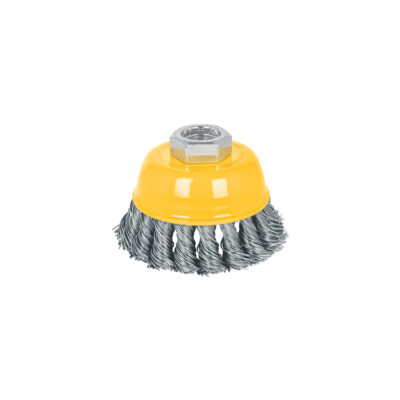 Carda copa 3″ alambre trenzado grueso, eje 5/8″-11