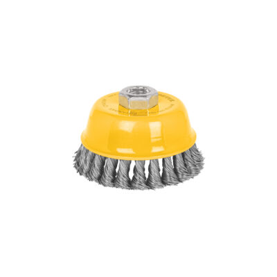 Carda copa 4″ alambre trenzado grueso, eje 5/8″-11