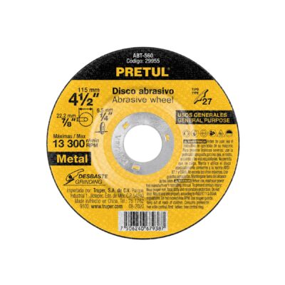 Disco Tipo 27 de 4-1/2″ x 6.2 mm desbaste de metal