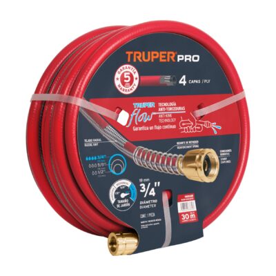 Manguera 3/4″ super reforzada 4 capas 30m conexiones metal