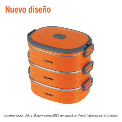 Lonchera térmica con 3 contenedores de acero inoxidable