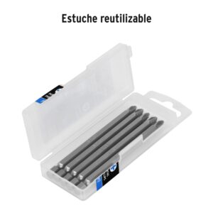 Estuche con 5 puntas de cruz PH2 largo 4″