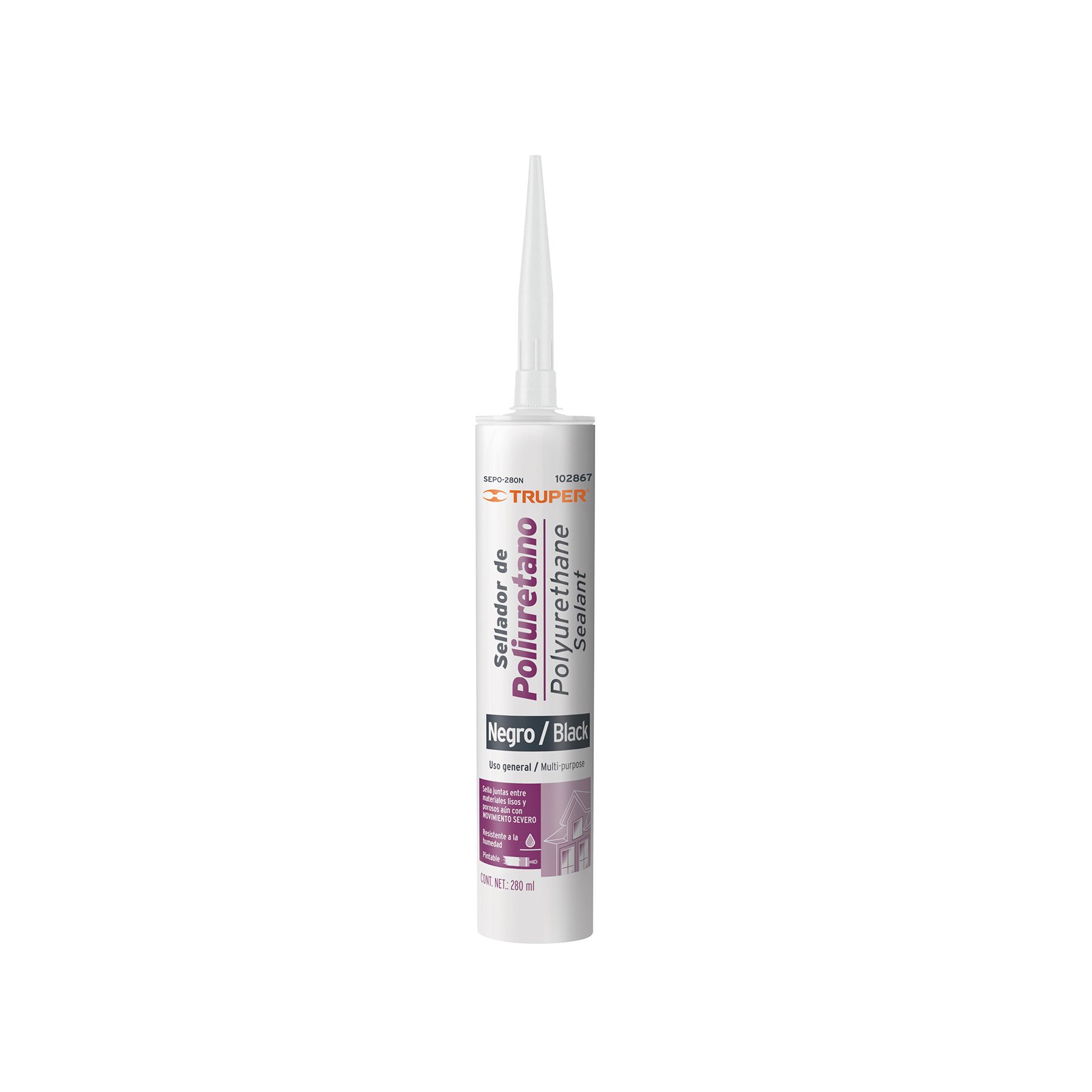 Sellador de poliuretano de 280 ml, negro
